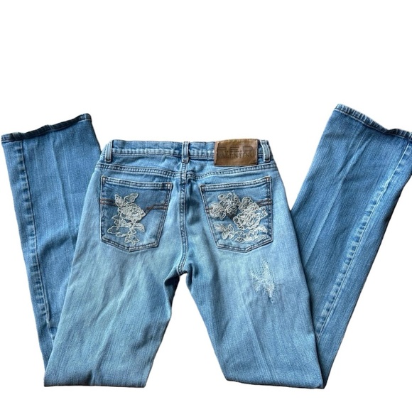 Y2K Red Valentino Designer Floral Embroidered Straight Leg Jeans - Picture 1 of 9